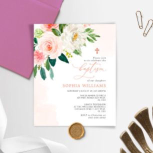 Budget Rosa Blume Taufe Einladung