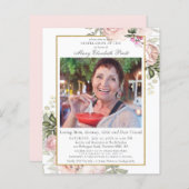 Budget Rosa Blumenbeerdigung Foto Einladung (Vorne/Hinten)