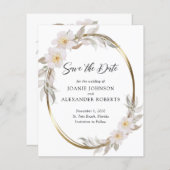 Budget Rosa Blumenblätterung Save the Date (Vorne/Hinten)