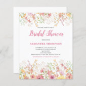 Budget Rosa Blumendusche Einladung (Vorne/Hinten)