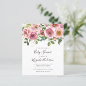 BUDGET Rosa Blumendusche Einladung (Stehend Vorderseite)