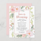 Budget Rosa Blumendusche Einladung (Vorne/Hinten)