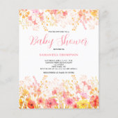 Budget Rosa Blumendusche Einladung Flyer (Vorne)