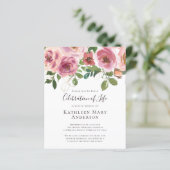 Budget Rosa Blumenfeier zum Leben Einladung (Stehend Vorderseite)