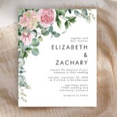 Budget Rosa Blumenwasser Hochzeit Einladung