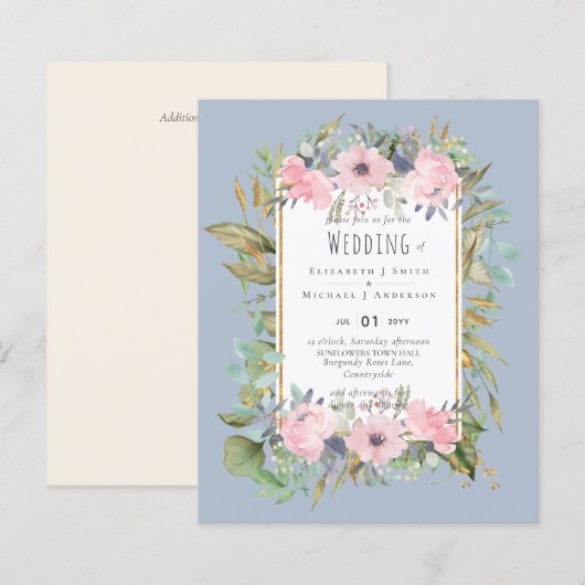 BUDGET Rosa Blush Blumengarten Hochzeit (Vorne/Hinten)