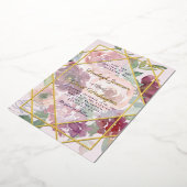 Budget Rosa Blüten und Gold geometrisch Folieneinladung (Gedreht)