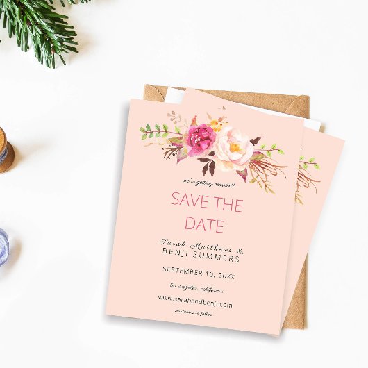 Budget Rosa Blütenblau Save the Date - Rosa