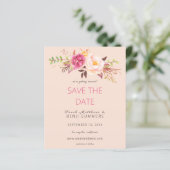 Budget Rosa Blütenblau Save the Date - Rosa (Stehend Vorderseite)