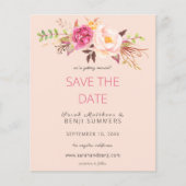 Budget Rosa Blütenblau Save the Date - Rosa (Vorderseite)