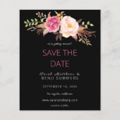 Budget Rosa Blütenblau Save the Date - Schwarz Flyer (Vorne)
