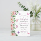 Budget Rosa Butterfly Bridal Dusche Einladung (Stehend Vorderseite)