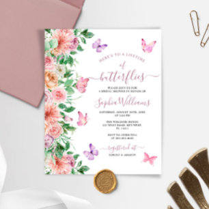 Budget Rosa Butterfly Bridal Dusche Einladung
