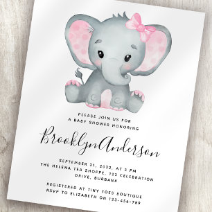 BUDGET Rosa Elefant Baby Shower Einladung