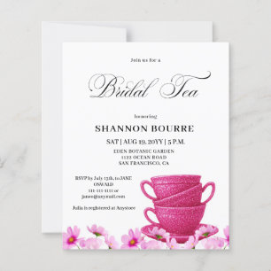 Budget Rosa Elegante Hochzeits-Tea-Einladung