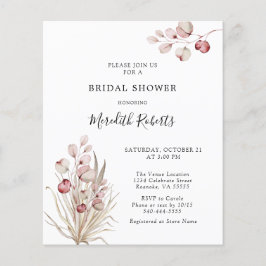 Budget Rosa Eukalyptus Palm Brautparty Einladung