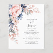 Budget Rosa Floral 75. Geburtstag Einladung (Vorderseite)