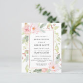 Budget Rosa Floral Gold Bridal Dusche Einladung (Stehend Vorderseite)