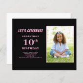 Budget Rosa Foto 10. Geburtstag Einladung (Vorne/Hinten)