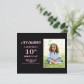 Budget Rosa Foto 10. Geburtstag Einladung (Stehend Vorderseite)