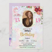 BUDGET Rosa Foto 13. Geburtstag Einladung (Vorne/Hinten)