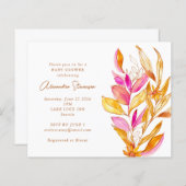 Budget Rosa gelbe Blütendusche Einladung (Vorne/Hinten)