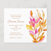 Budget Rosa gelbe Blütendusche Einladung (Vorderseite)