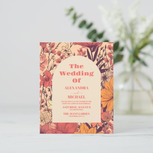 Budget Rosa Gelborange Wildblumen Hochzeit (Stehend Vorderseite)