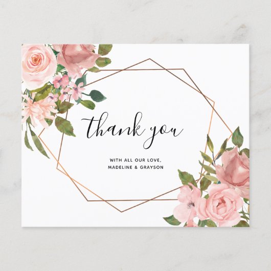 BUDGET Rosa geometrischer Rahmen Vielen Dank (Vorderseite)