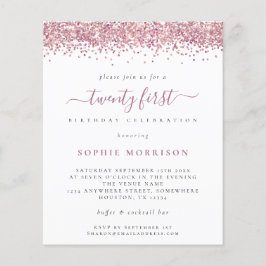 Budget Rosa Glitzer 21. Party Einladung