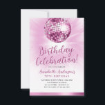 Budget Rosa Glitzer 70er Disco Ball Geburtstag Mitteilungskarte<br><div class="desc">Modernes Glam Rosa Glitzer Sparkle 70er Party Disco</div>