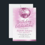 Budget Rosa Glitzer 70er Disco Ball Geburtstag Mitteilungskarte<br><div class="desc">Modernes Glam Rosa Glitzer Sparkle 70er Party Disco</div>