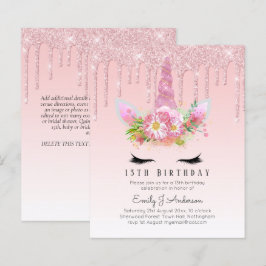 BUDGET Rosa Glitzer Einhorn Girls Birthday Einladu