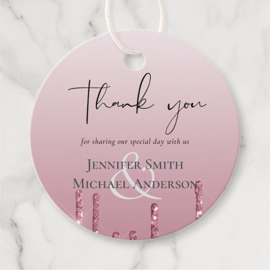 BUDGET Rosa Glitzer Hochzeit Geschenkanhänger (Vorderseite)