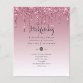 BUDGET Rosa Glitzer Hochzeitseinladungen (Vorderseite)