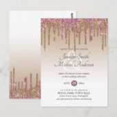 Budget Rosa Glitzer Rose Gold WEDING EINLADUNG Postkarte (Vorne/Hinten)