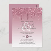 Budget Rosa Glitzer Rose Gold WEDING EINLADUNG Postkarte (Vorne/Hinten)
