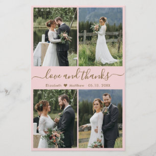 Budget Rosa Gold Collage Hochzeit Danke Flyer