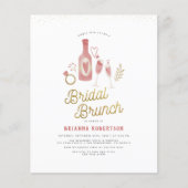 Budget Rosa & Gold Moderne Bridal Brunch & Bubbly (Vorderseite)