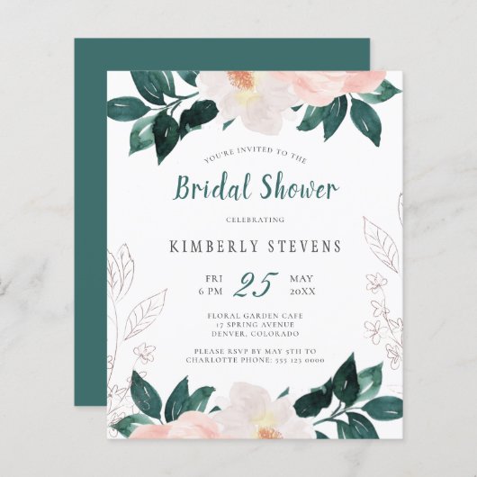 Budget Rosa grüne Blumendusche (Vorne/Hinten)