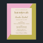 Budget Rosa grüne Farbe Block Bat Mitzvah Einladun<br><div class="desc">Budget Moderne rosa und moosgrüne Farbe Block Bat Mitzvah Einladung</div>