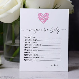 Budget Rosa Herzgebete für Babyduschkarte