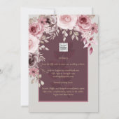 BUDGET Rosa Maroon Wine Floral Wedding INVITE Einladung (Rückseite)