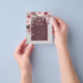 BUDGET Rosa Maroon Wine Floral Wedding INVITE Flyer (Gruppe)