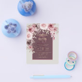 BUDGET Rosa Maroon Wine Floral Wedding INVITE Flyer (Einzeln)