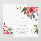 Budget Rosa Orange Bloral Wedding Einladung (Vorne/Hinten)