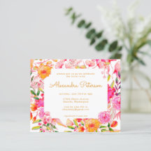 Budget Rosa Orange Blume Brautparty Einladung