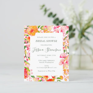 Budget Rosa Orange Blumen Hochzeitseinladung
