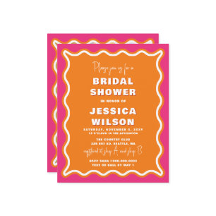 Budget Rosa Orange Foto Bridal Dusche Einladung
