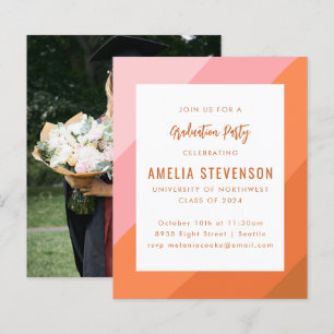 Budget Rosa Orange Foto Graduation Party Einladung